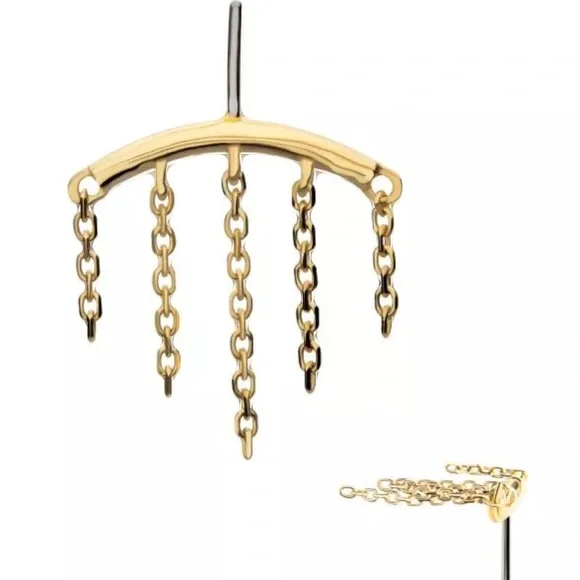 Invictus threadless 14k gold hidden helix chain dangle end - Picture 1 of 3